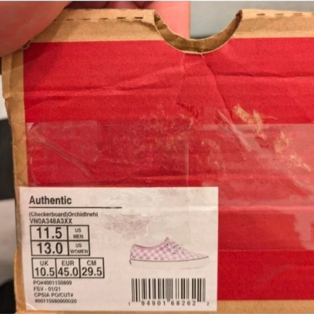 Vans Authentic Checkerboard Men Size 11.5 Orchid and White Pink 112025 - Picture 11 of 11